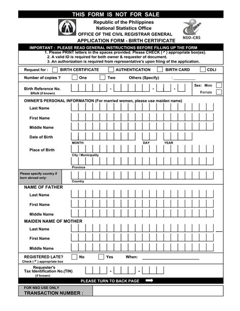 psa birth certificate forms printable.
